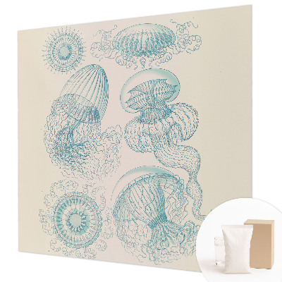 Modern wall mural for living room with a sea jellyfish design