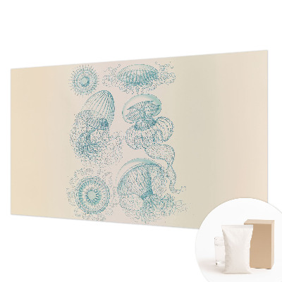 Modern wall mural for living room with a sea jellyfish design