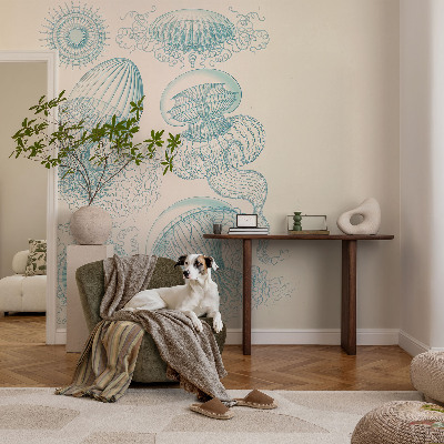Modern wall mural for living room with a sea jellyfish design