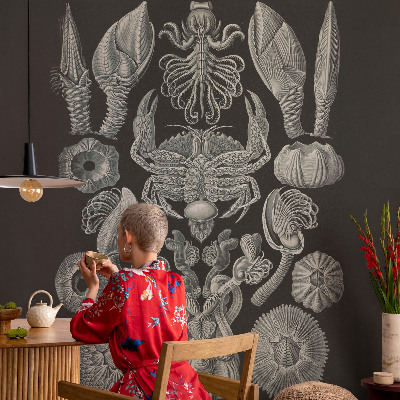 Premium wall mural for bedroom featuring underwater forms