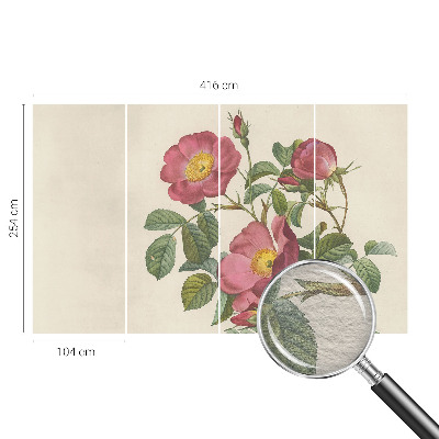 Decorative wall mural for living room with a rose motif