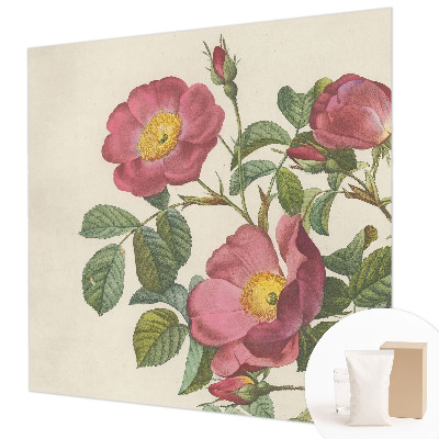 Decorative wall mural for living room with a rose motif