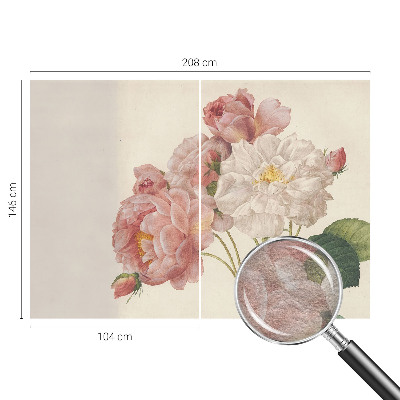 Non-woven wall mural with a romantic roses pattern