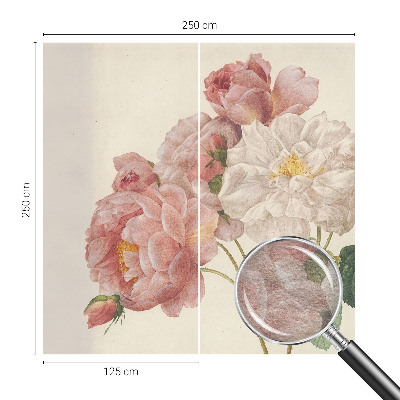 Non-woven wall mural with a romantic roses pattern