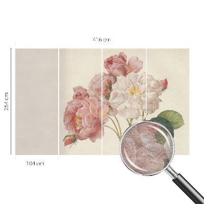 Non-woven wall mural with a romantic roses pattern