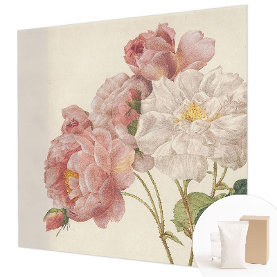 Non-woven wall mural with a romantic roses pattern