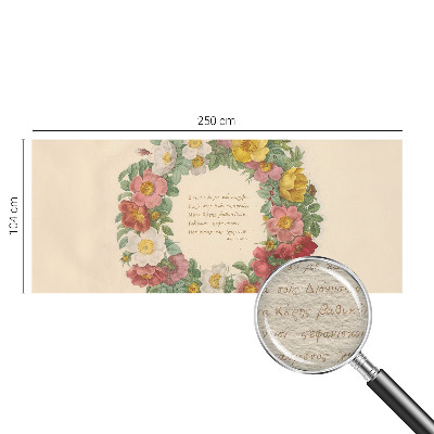 Non-woven photo wallpaper with a floral wreath design