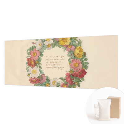Non-woven photo wallpaper with a floral wreath design