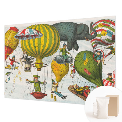 Photo wall mural with a balloon journey design