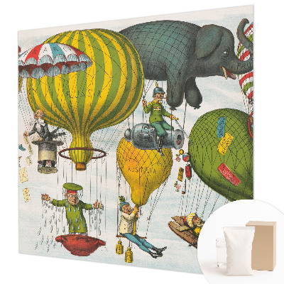 Photo wall mural with a balloon journey design
