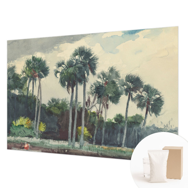 Wall mural for bedroom with an exotic palm tree motif