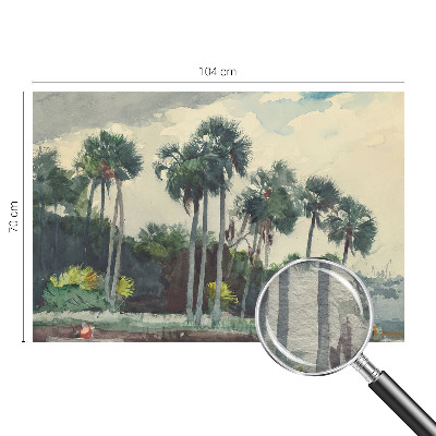 Wall mural for bedroom with an exotic palm tree motif
