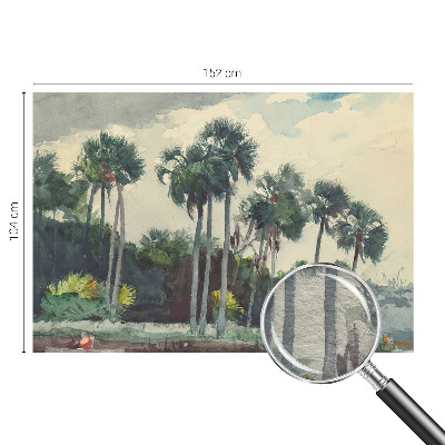 Wall mural for bedroom with an exotic palm tree motif