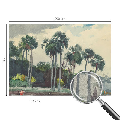Wall mural for bedroom with an exotic palm tree motif