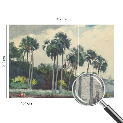 Wall mural for bedroom with an exotic palm tree motif