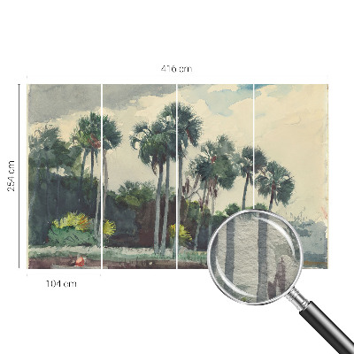 Wall mural for bedroom with an exotic palm tree motif