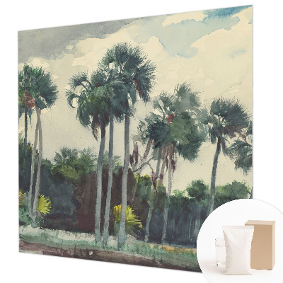 Wall mural for bedroom with an exotic palm tree motif