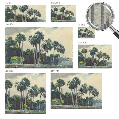 Wall mural for bedroom with an exotic palm tree motif