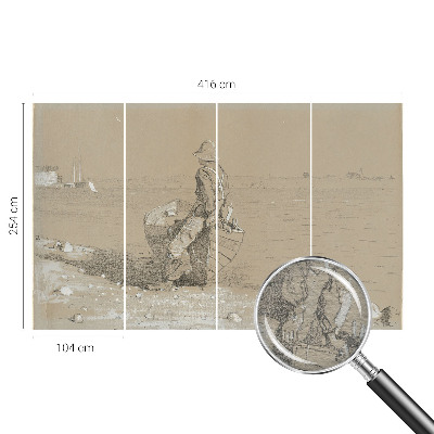 Wall mural for living room with a nostalgic scene