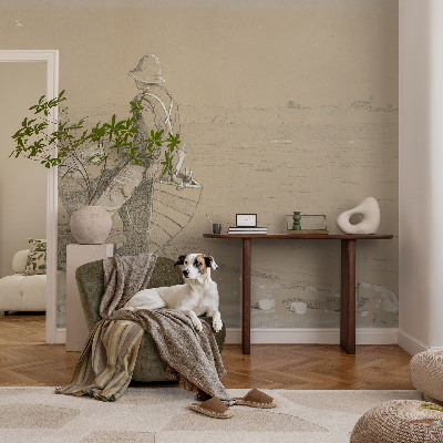 Wall mural for living room with a nostalgic scene