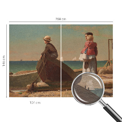 Decorative wall mural for living room featuring a seaside scene