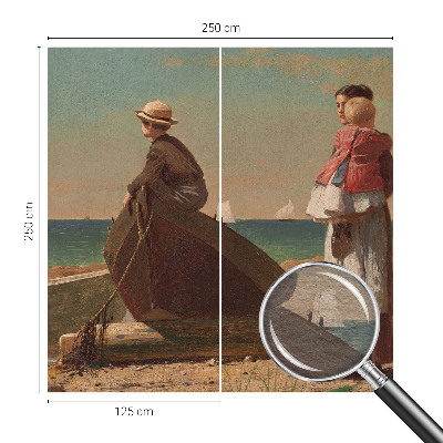 Decorative wall mural for living room featuring a seaside scene