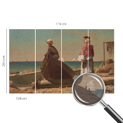 Decorative wall mural for living room featuring a seaside scene