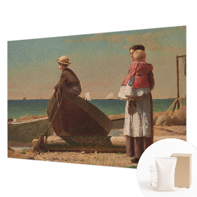 Decorative wall mural for living room featuring a seaside scene
