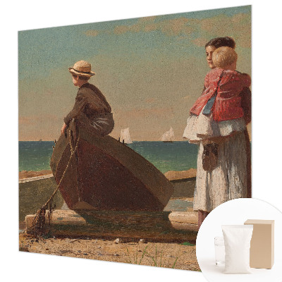 Decorative wall mural for living room featuring a seaside scene
