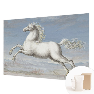 Wallpaper mural for living room featuring jumping horses