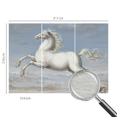 Wallpaper mural for living room featuring jumping horses