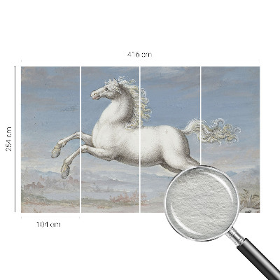 Wallpaper mural for living room featuring jumping horses