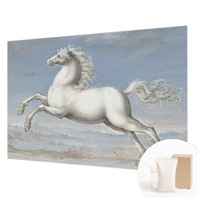 Wallpaper mural for living room featuring jumping horses