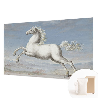 Wallpaper mural for living room featuring jumping horses