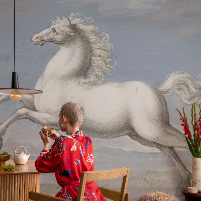 Wallpaper mural for living room Horses in the jump
