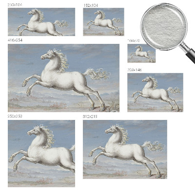 Wallpaper mural for living room featuring jumping horses