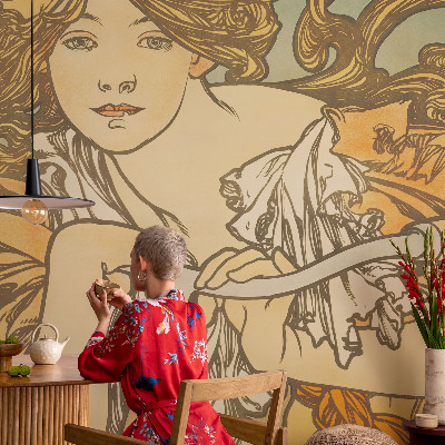 Large wall mural with a spring elegance design
