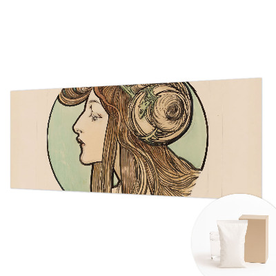 Large wallpaper mural featuring an Art Nouveau portrait