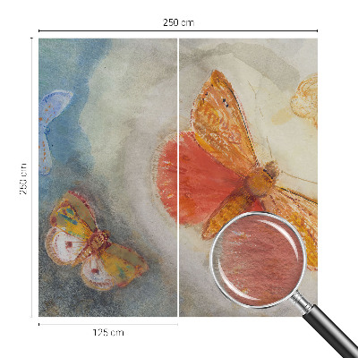 Large wall mural wallpaper with a colorful butterfly motif