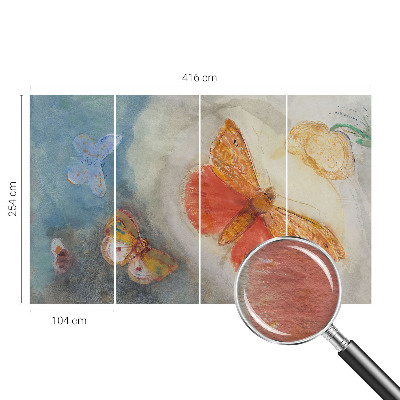 Large wall mural wallpaper with a colorful butterfly motif
