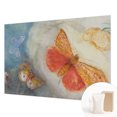 Large wall mural wallpaper with a colorful butterfly motif