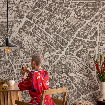 High quality wall mural wallpaper with an urban maze design