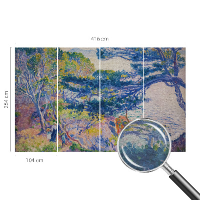 Non-woven wall mural with an impressionist landscape design