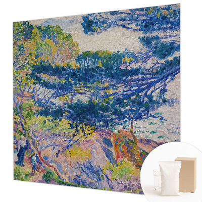 Non-woven wall mural with an impressionist landscape design