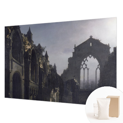 Decorative wall mural for living room with a Gothic ruins motif