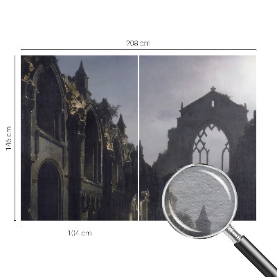 Decorative wall mural for living room with a Gothic ruins motif