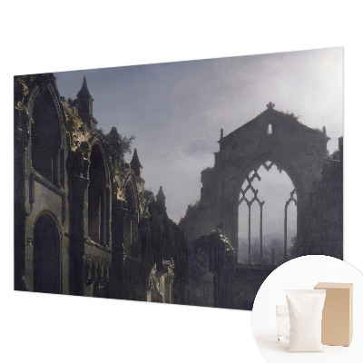 Decorative wall mural for living room with a Gothic ruins motif