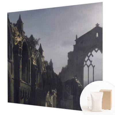 Decorative wall mural for living room with a Gothic ruins motif