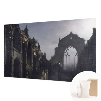 Decorative wall mural for living room with a Gothic ruins motif