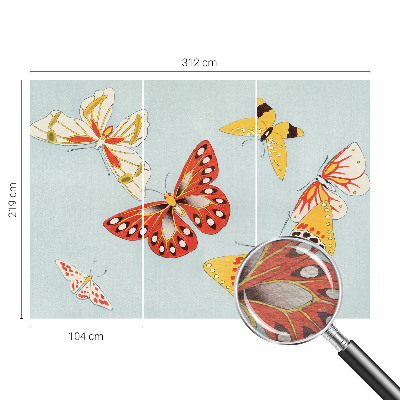 Wallpaper mural for living room with an artistic butterfly motif
